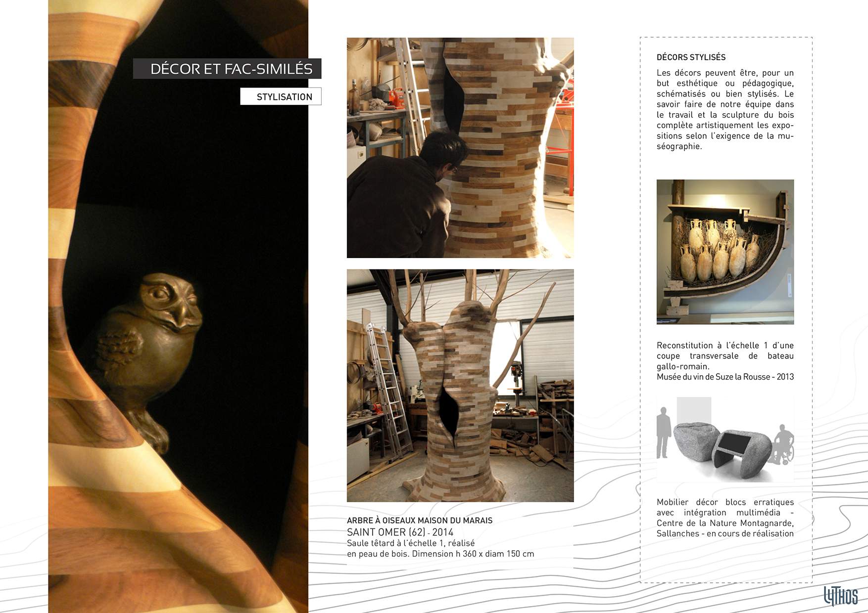 Décor de saule têtard en bois massif Musée des marais à Saint-Omer